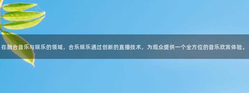彩神8官网：在融合音乐与娱乐的领域，合乐娱乐通过创新的直播技术，为观众提供一个全方位的音乐欣赏体验。